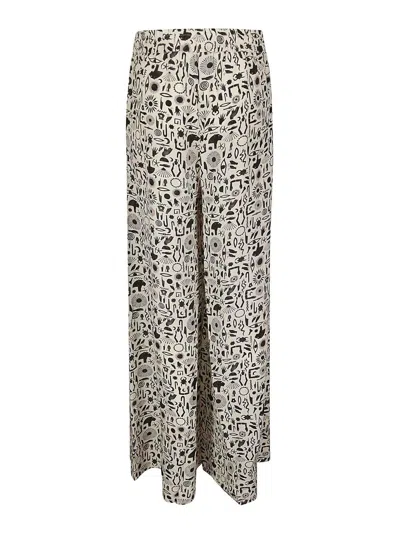 Shop Sisters White Trousers With Prints In Black