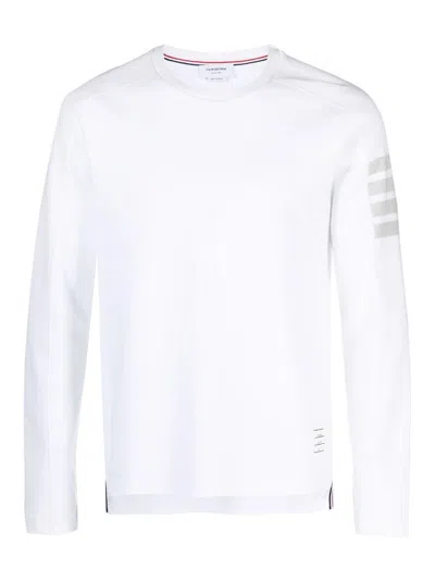 Shop Thom Browne 4-bar Long-sleeve T-shirt In White