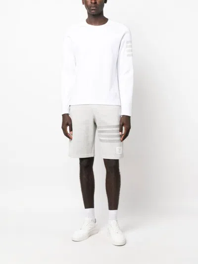 Shop Thom Browne 4-bar Long-sleeve T-shirt In White