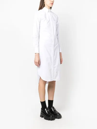 Thom Browne Long-sleeved Mini Shirt Dress In White