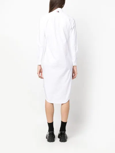 Thom Browne Long-sleeved Mini Shirt Dress In White