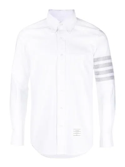 Shop Thom Browne 4-bar Stripe Cotton Shirt In White