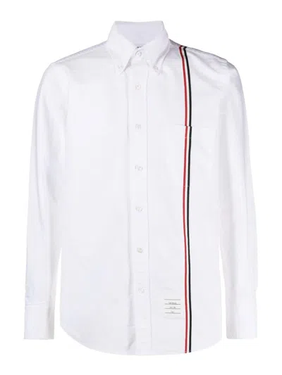 Shop Thom Browne Rwb Stripe Cotton Shirt In White