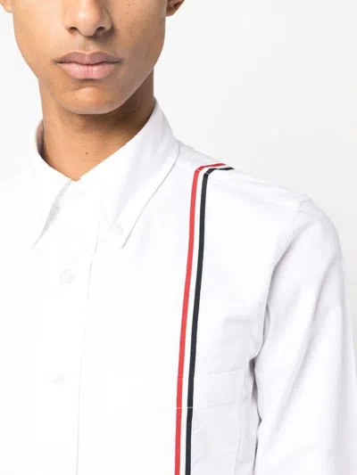 Shop Thom Browne Rwb Stripe Cotton Shirt In White