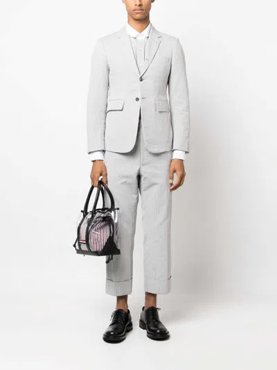 Thom Browne Stripe-pattern Tailored Trousers In Grey