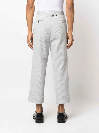 Shop Thom Browne Stripe-pattern Tailored Trousers In Grey