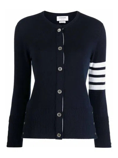 Thom Browne 4-bar Stripes Cashmere Cardigan In Dark Blue