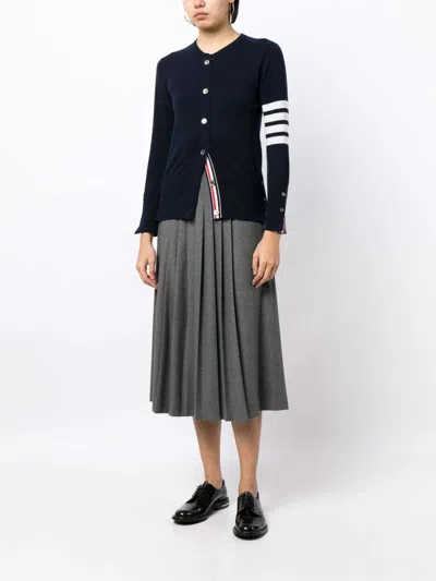 Thom Browne 4-bar Stripes Cashmere Cardigan In Dark Blue