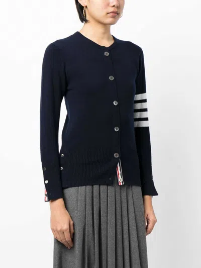 Thom Browne 4-bar Stripes Cashmere Cardigan In Dark Blue
