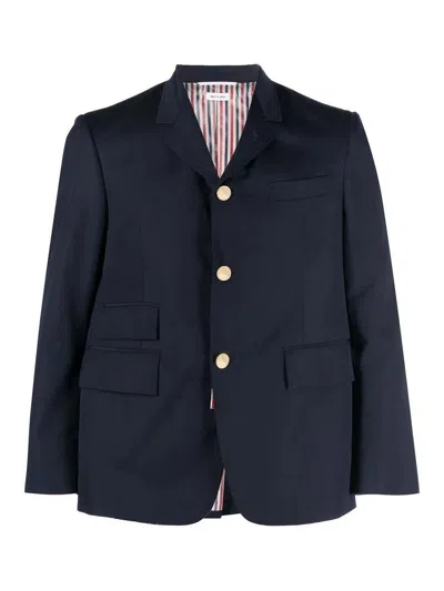 Shop Thom Browne Single-breasted Jacket In Dark Blue