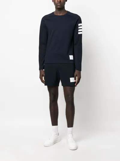 Thom Browne Engineered 4-bar Cotton Sweatshirt In Dark Blue