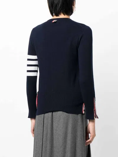 Thom Browne 4-bar Stripes Cashmere Cardigan In Dark Blue