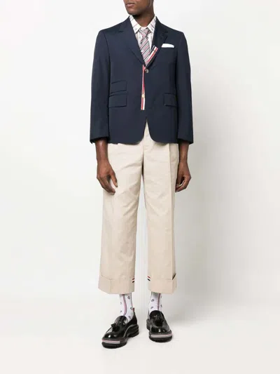 Thom Browne Single-breasted Cropped-sleeve Blazer In Dark Blue