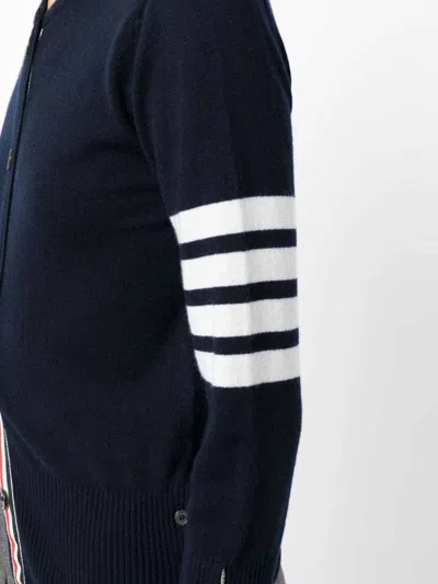 Thom Browne 4-bar Stripes Cashmere Cardigan In Dark Blue