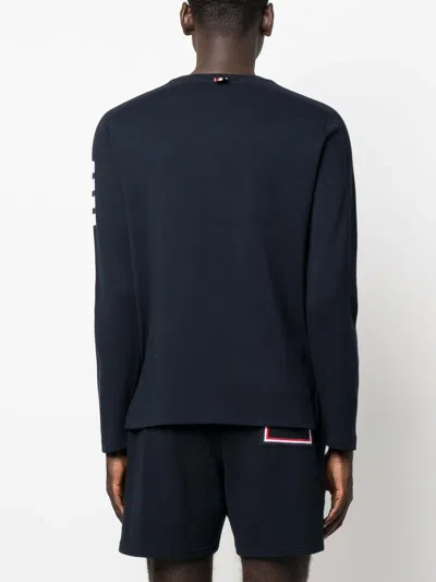 Thom Browne Engineered 4-bar Cotton Sweatshirt In Dark Blue