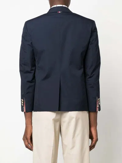 Thom Browne Single-breasted Cropped-sleeve Blazer In Dark Blue