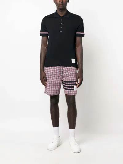 Shop Thom Browne Rwb-stripe Polo Shirt In Dark Blue