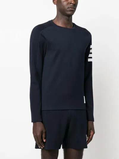 Thom Browne Engineered 4-bar Cotton Sweatshirt In Dark Blue