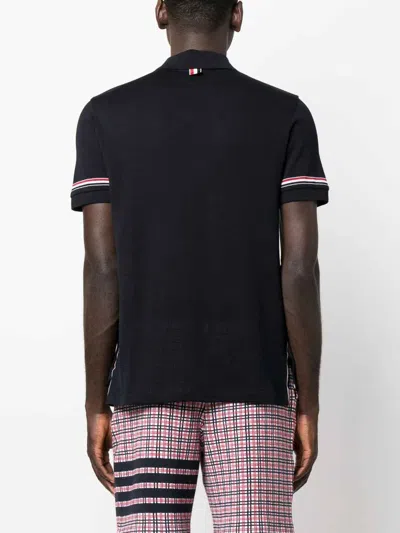 Shop Thom Browne Rwb-stripe Polo Shirt In Dark Blue