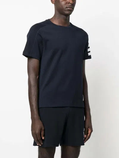 Thom Browne 4 Bar Inlay Jersey T-shirt In Dark Blue