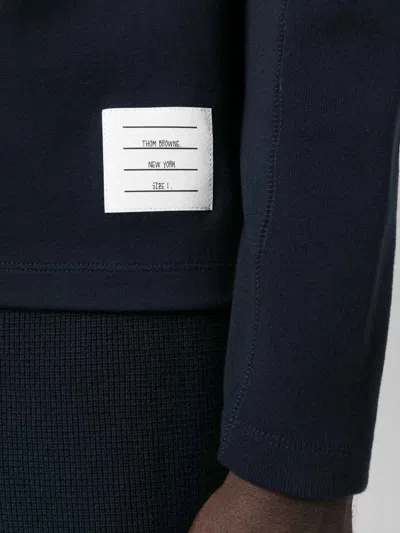 Thom Browne Engineered 4-bar Cotton Sweatshirt In Dark Blue