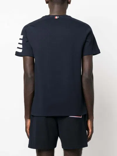 Thom Browne 4 Bar Inlay Jersey T-shirt In Dark Blue