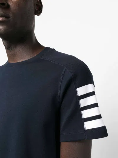 Thom Browne 4 Bar Inlay Jersey T-shirt In Dark Blue