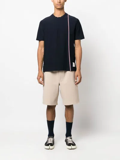 Thom Browne Signature Stripe Crewneck T-shirt In Dark Blue