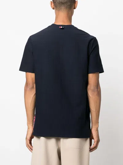 Thom Browne Signature Stripe Crewneck T-shirt In Dark Blue