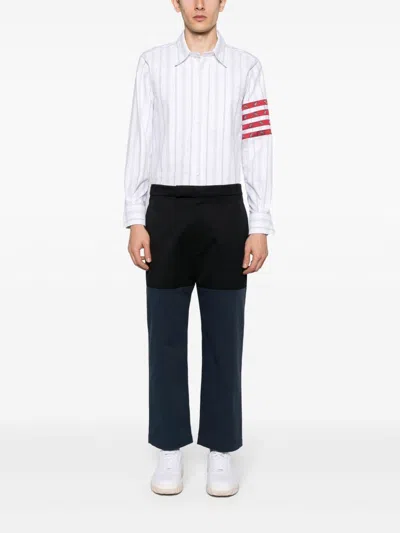 Thom Browne Unconstructed Combo Straight-leg Trousers In Dark Blue