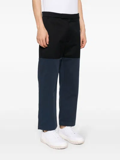 Shop Thom Browne Unconstructed Combo Straight-leg Trousers In Dark Blue