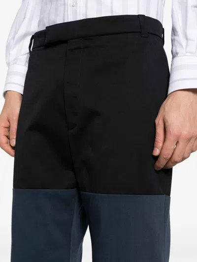 Shop Thom Browne Unconstructed Combo Straight-leg Trousers In Dark Blue