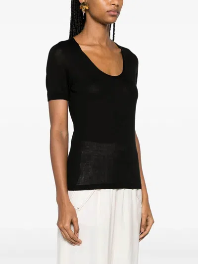 Shop Twinset Short Sleeve Sweater In Black