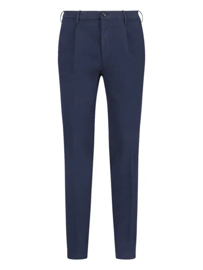 Incotex Straight Leg Trousers With Pockets And Loops In Blue