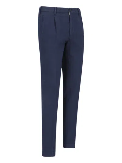 Incotex Straight Leg Trousers With Pockets And Loops In Blue