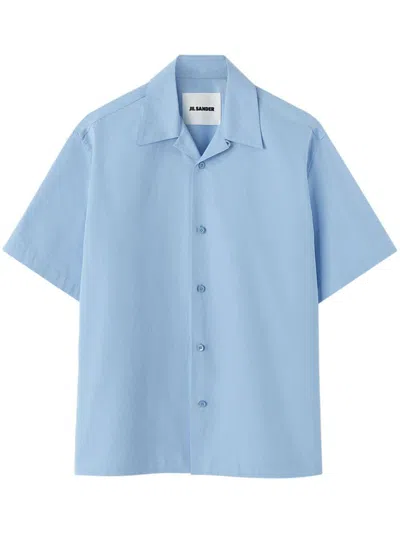 Shop Jil Sander Short-sleeved Poplin Shirt In Blue