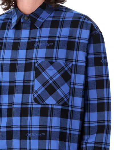 Shop Off-white Flann Padded Overshirt In Dark Blue