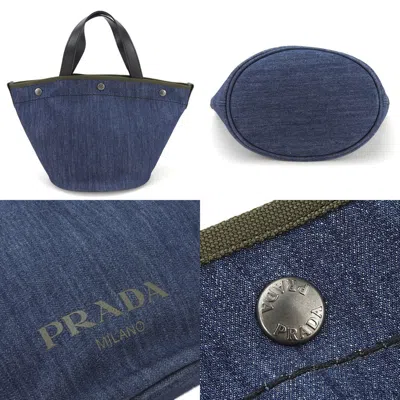 Shop Prada Blue Denim - Jeans Tote Bag ()