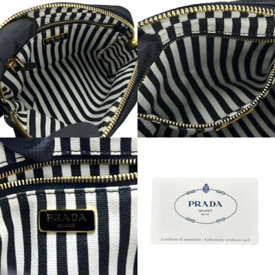 Shop Prada Canapa Black Canvas Clutch Bag ()