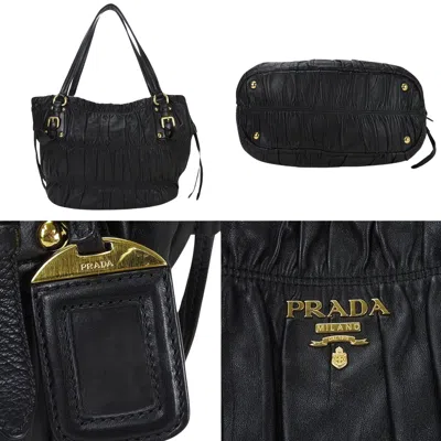 Shop Prada Gaufre Black Leather Tote Bag ()
