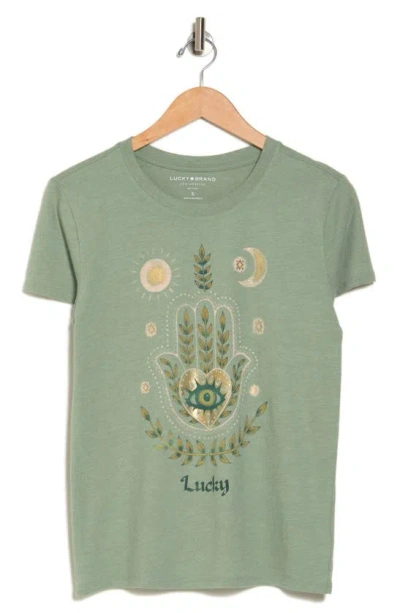 Shop Lucky Brand Lucky Hamsa Graphic T-shirt In Green Bay