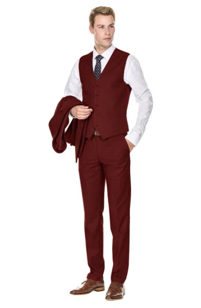 Shop Braveman Premium Slim Fit 3-piece Suit In Burgundy