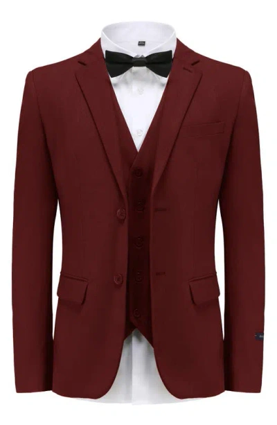 Braveman Premium Slim Fit 3-piece Suit In Burgundy