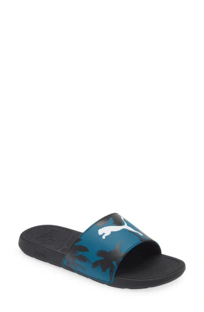 Shop Puma Cool Cat 2.0 Slide Sandal In  White-black-blue Coral