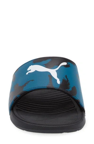 Shop Puma Cool Cat 2.0 Slide Sandal In  White-black-blue Coral