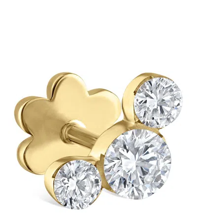 Shop Maria Tash Invisible Set Three Diamond Curve Threaded Stud Earring In Gold