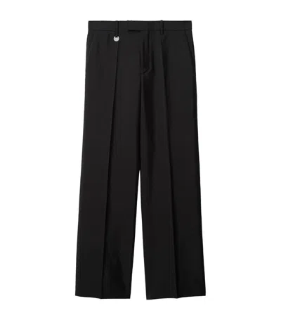 Shop Burberry Wool-silk Tailored Trousers In Black