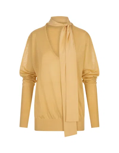 Shop Fabiana Filippi Mandarin Linen And Silk Sweater In Yellow