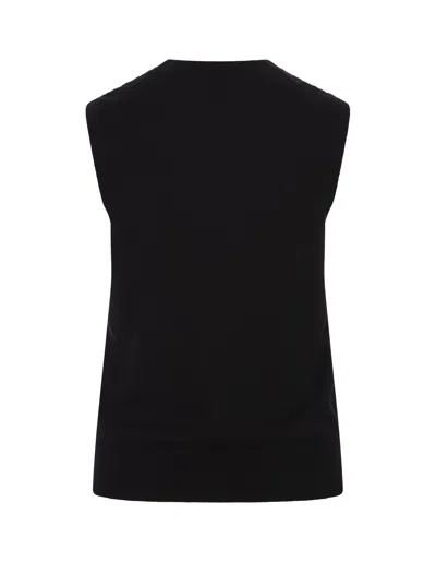 Shop Ermanno Scervino Black Knitted Sleeveless Top With Lace
