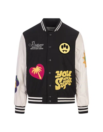 Shop Barrow Black College Bomber Jacket With Applications